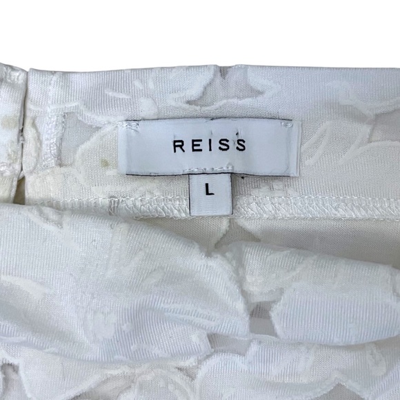 REISS Sofia Capped Sleeve Lace Top White Floral - Size L UK 14/16 US 10/12 - Picture 5 of 7